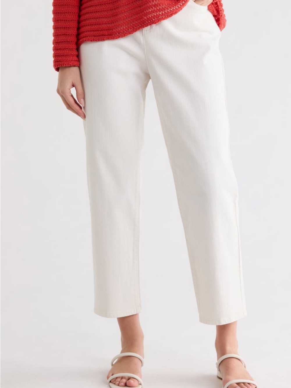 Eileen Fisher High Waist Straight Ankle Jean Undyed Natural NWT Large